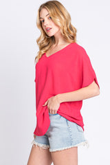 Coral Pink Short Sleeve Blouse