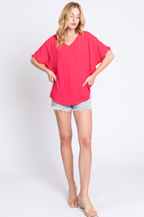 Coral Pink Short Sleeve Blouse