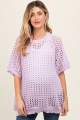 Lavender Fishnet Knit Maternity Top