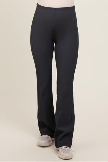 Charcoal Ribbed Maternity Flared Leggings