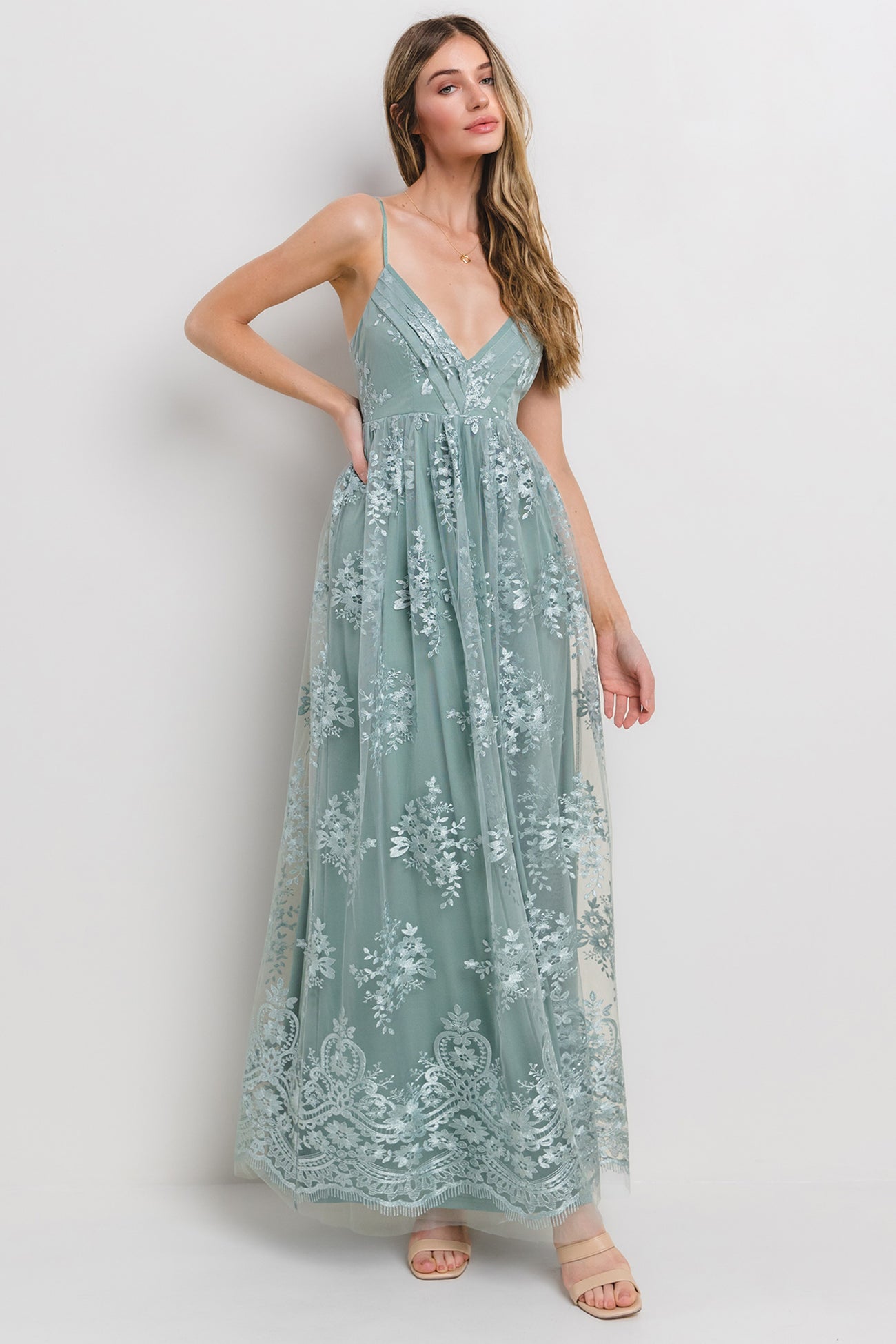 mint lace maxi dress Mint Smocked Lace Maxi Dress XXL
