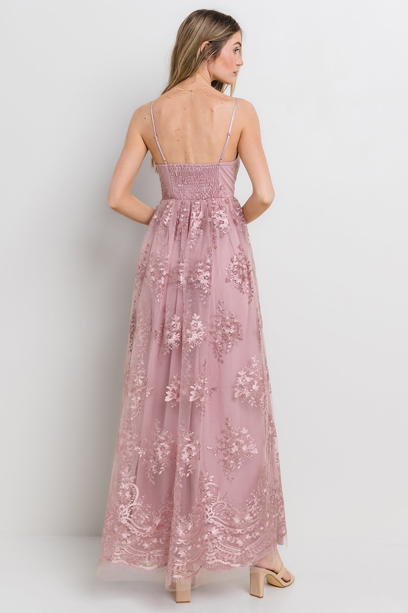 Mauve Floral Lace Overlay Maxi Dress PinkBlush Mauve Floral Lace Overlay Maxi Dress PinkBlush