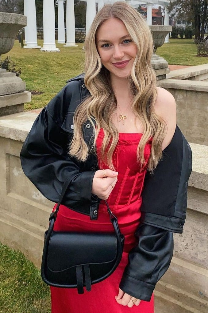 Red Silky Midi Dress