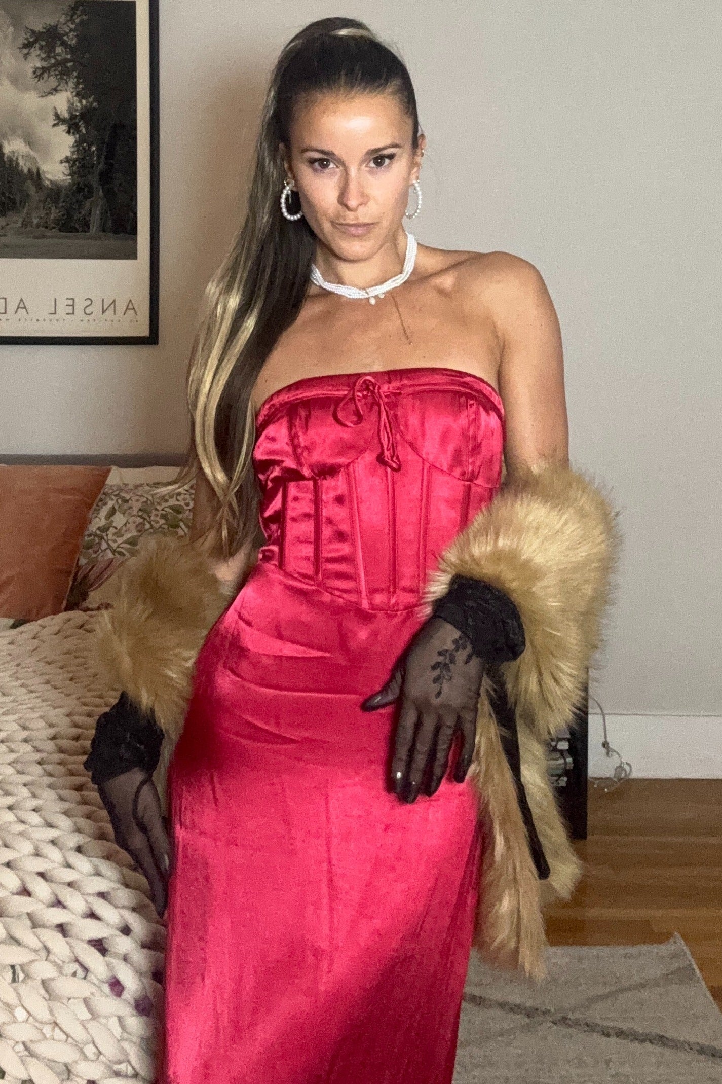 Red Silky Midi Dress Red Silky Midi Dress