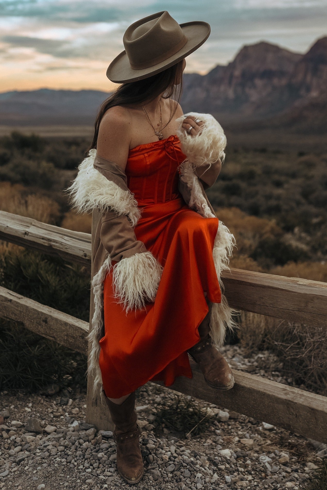 Red Silky Midi Dress