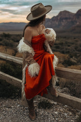 Red Silky Midi Dress