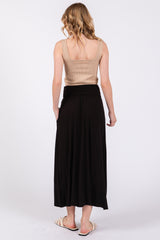 Black Fold-Over Maxi Skirt