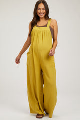 Lime Wide Leg Tie Back Maternity Overalls