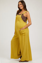 Lime Wide Leg Tie Back Maternity Overalls