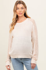 Cream Crochet Detail Sleeve Knit Maternity Top