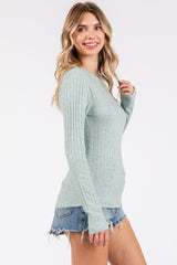 Mint Ribbed Long Sleeve Top