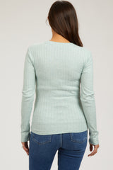Mint Ribbed Long Sleeve Maternity Top