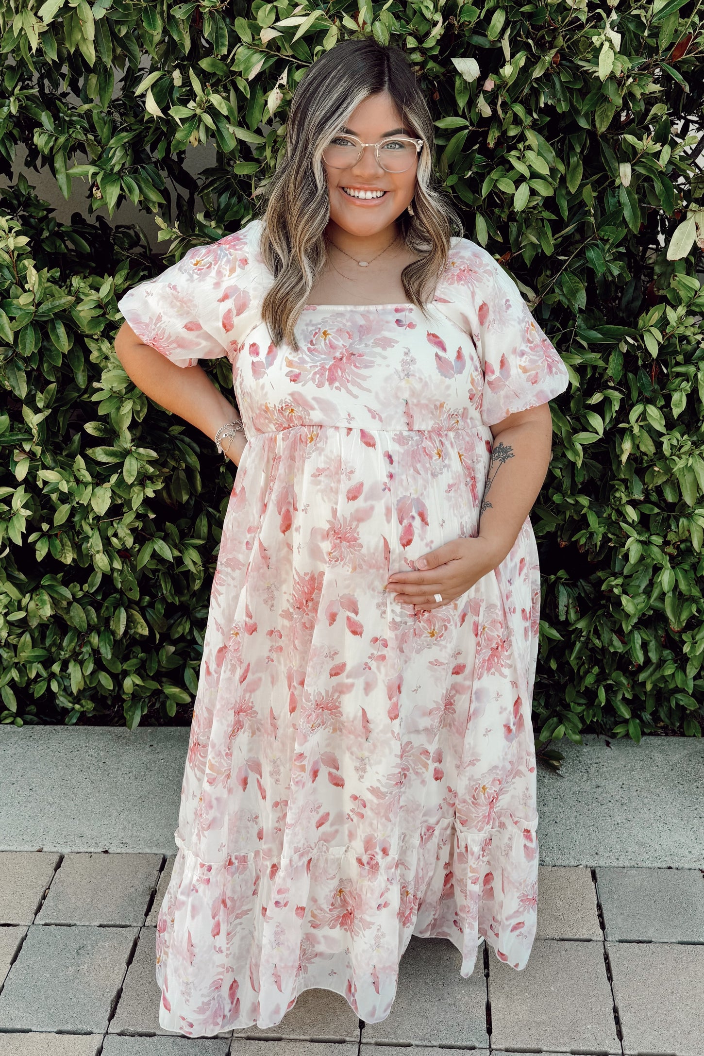 pink and red maternity dress J & L Designs | Pink Maternity Dress