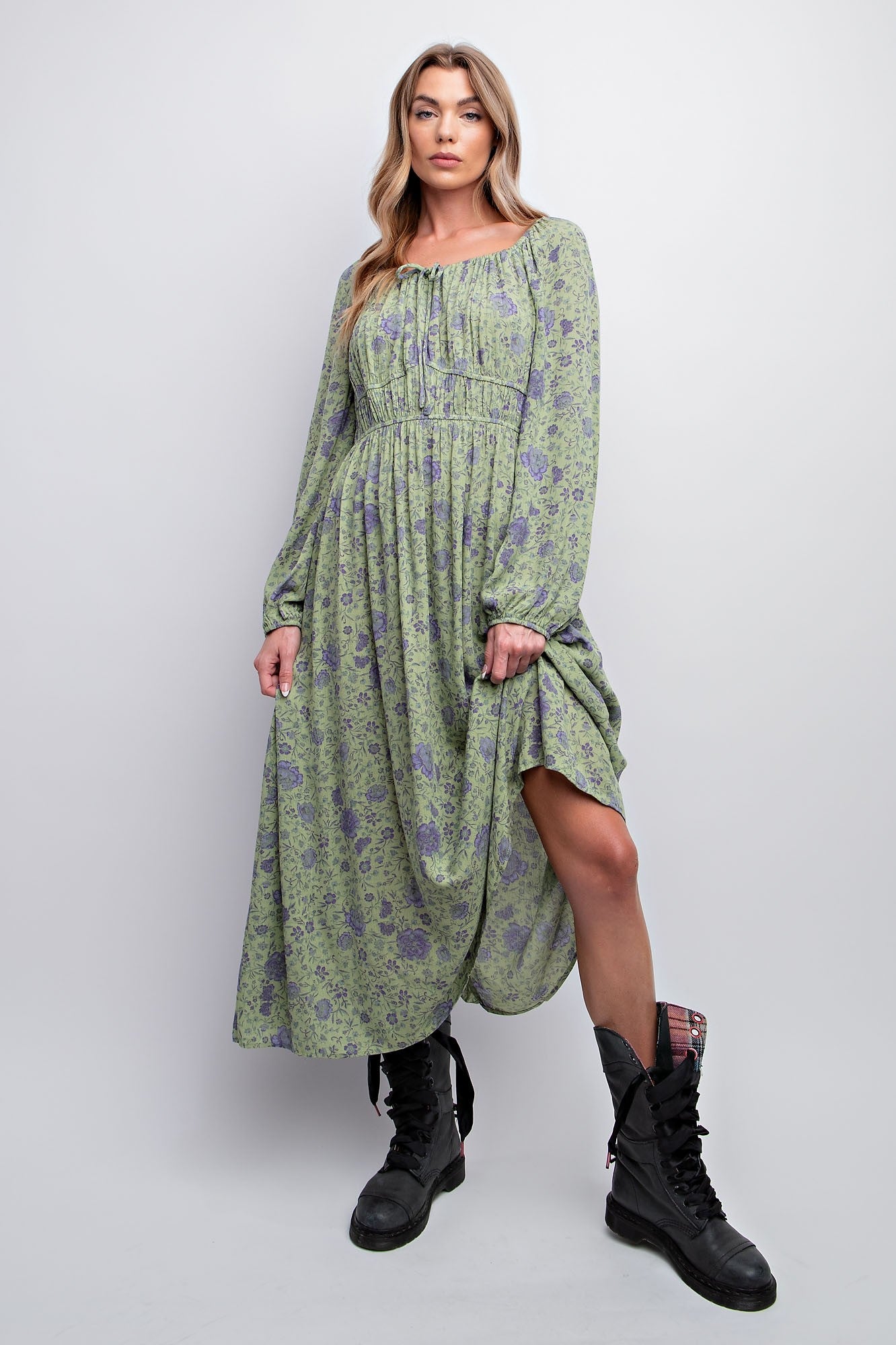 Mint Floral Printed Gauze Maxi Dress Mint Floral Printed Gauze Maxi Dress