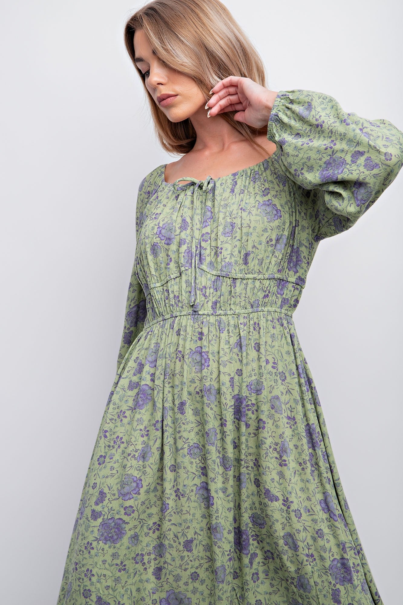 gauze maxi dresses Pintucked Tiered-Hem Gauze Maxi Dress