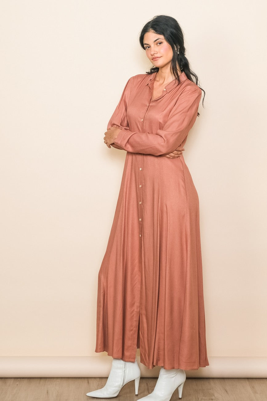 long sleeve button front maxi dress XS / 54"