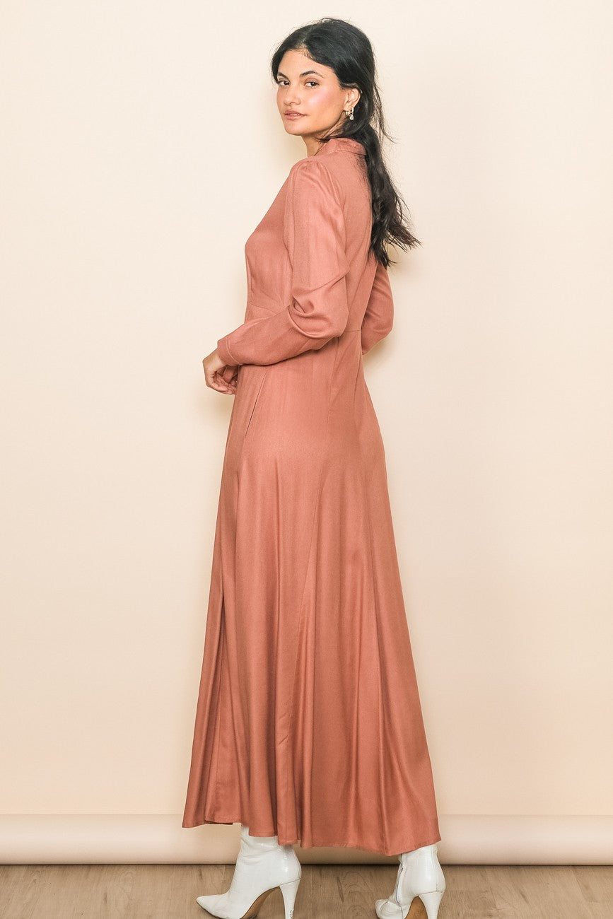 button down long sleeve maxi dress Petal and Pup Women's Caprice Long Sleeve Button Down Maxi Dress