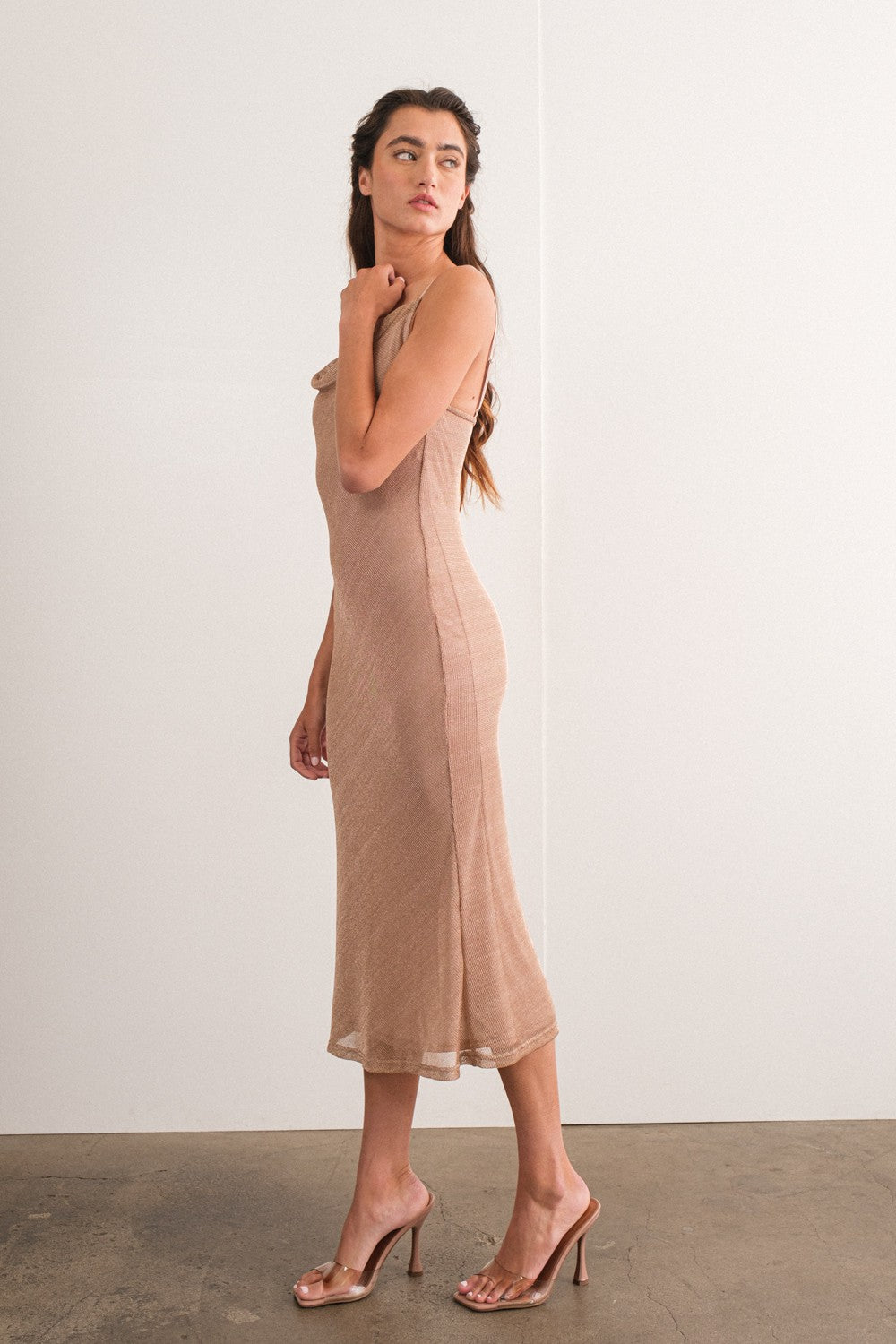 cami midi dress Vesela MATERIAL POLYESTER Juvia Chambray Cami Midi Dress