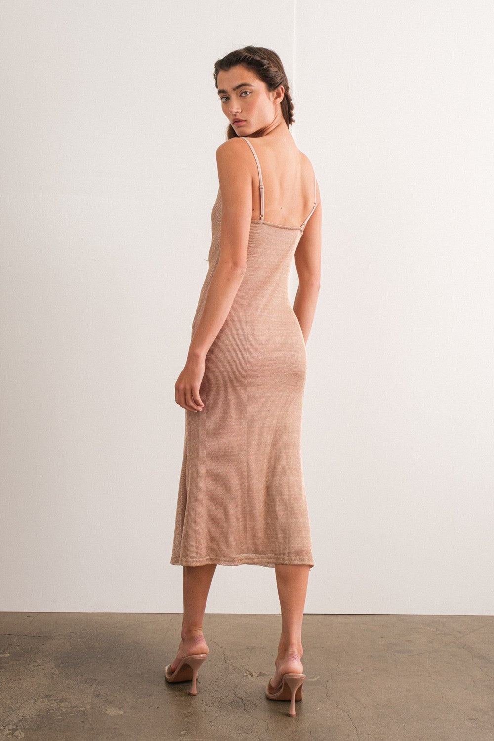 cami midi dress Copper Metallic Cami Midi Dress