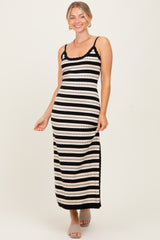 Beige Patterned Sleeveless Maxi Dress