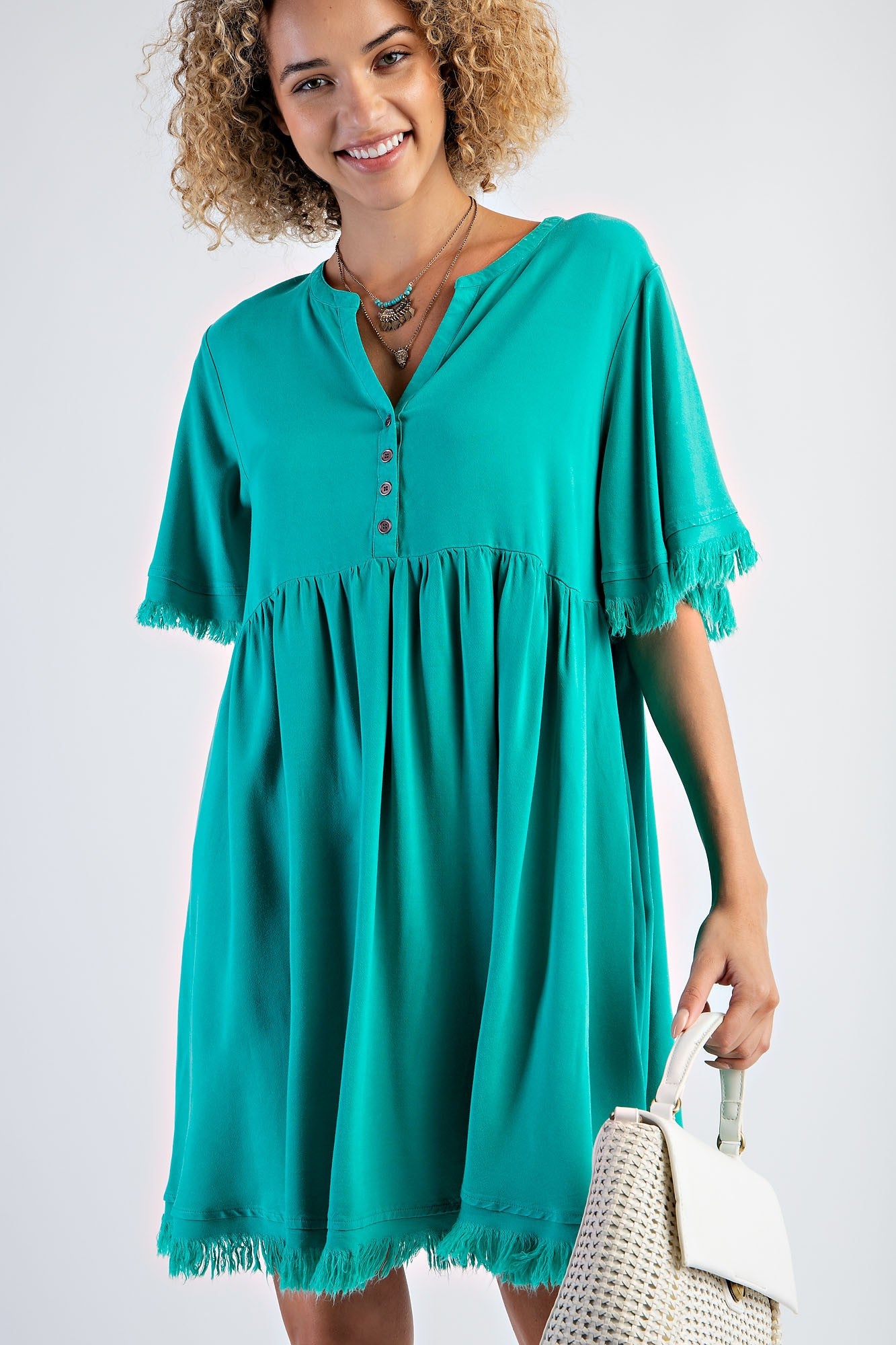 Jade Button Front Frayed Maternity Dress – PinkBlush