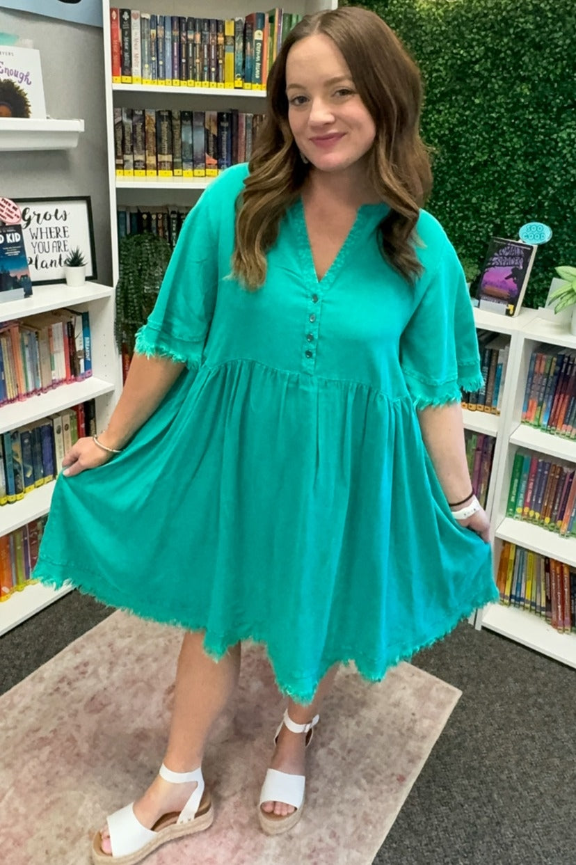 Jade Button Front Frayed Maternity Dress PinkBlush Jade Button Front Frayed Maternity Dress PinkBlush