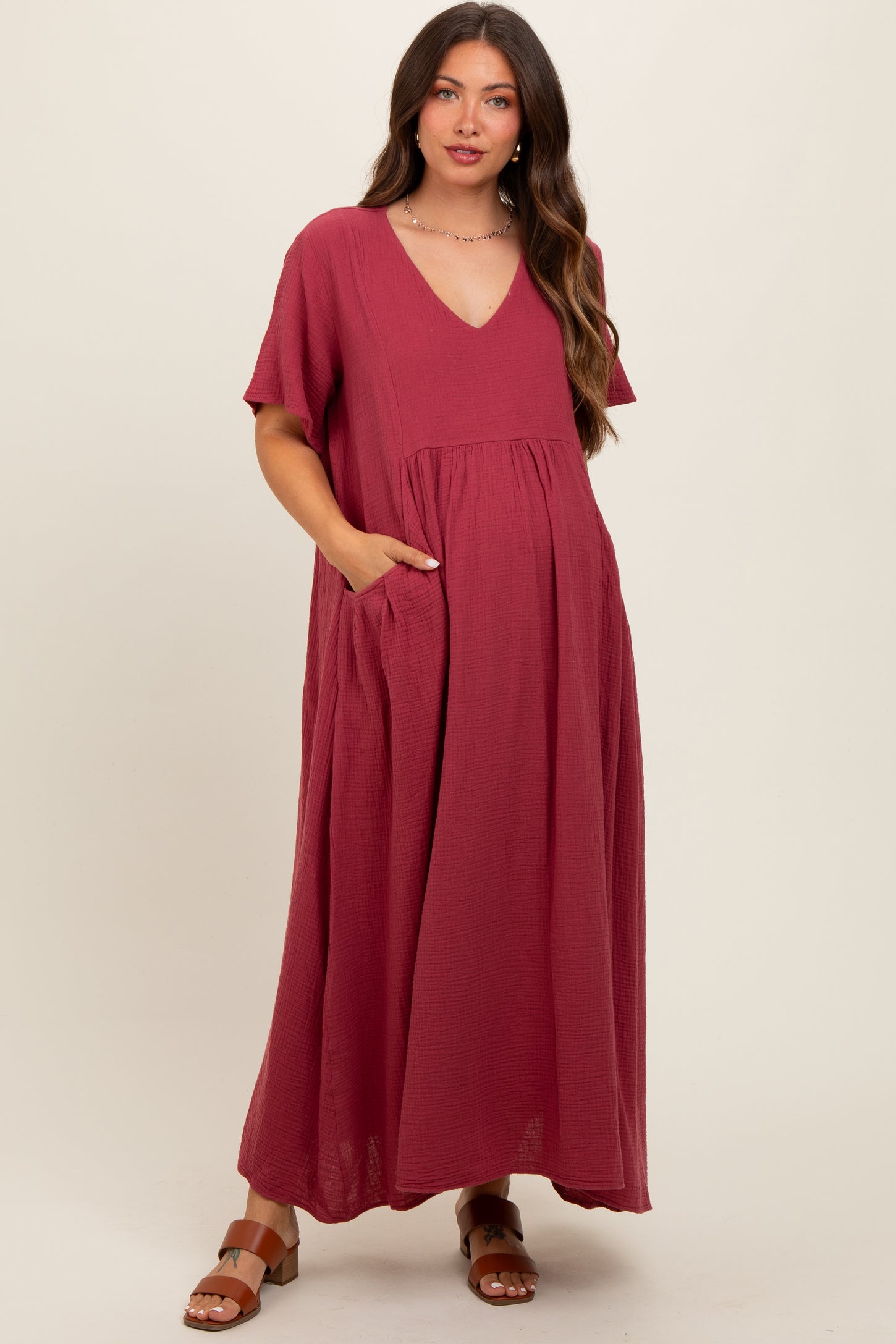 red gauze dress Smock Dress Gauze
