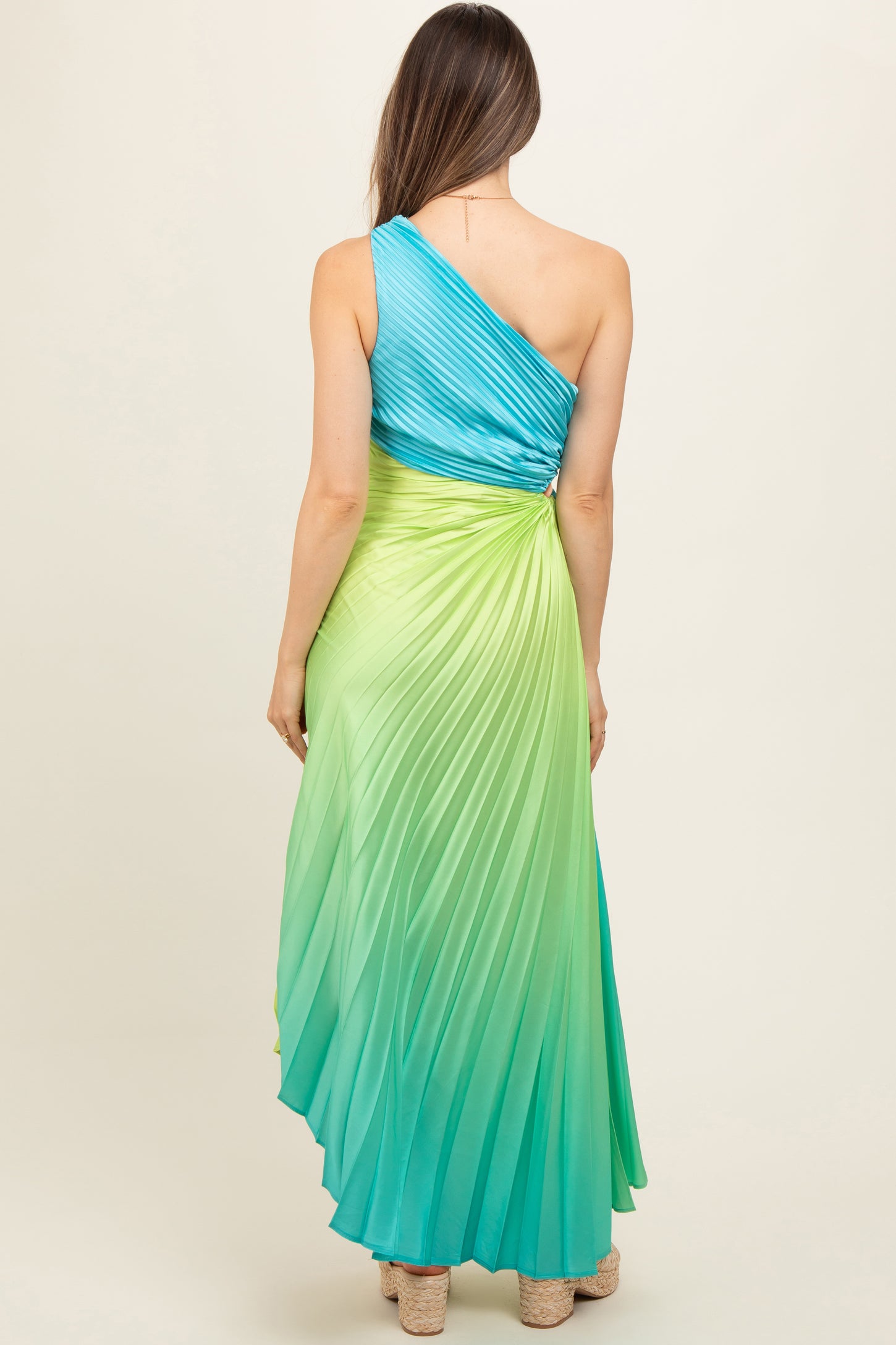 Blue Ombre Pleated Asymmetrical Maternity Maxi Dress PinkBlush Blue Ombre Pleated Asymmetrical Maternity Maxi Dress PinkBlush