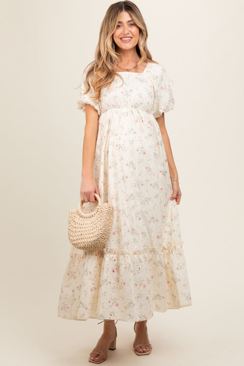 white flowing dress Long White Halter Prom Dress with A-Line Skirt Off White / 4