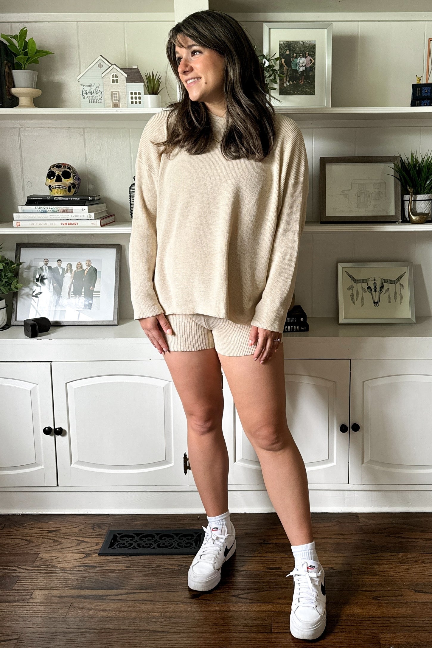 Beige Sweater and Short Set