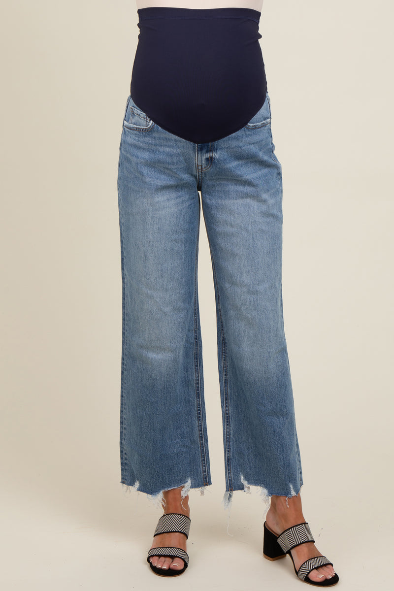 Light Blue Distressed Maternity Plus Skinny Jeans - PinkBlush