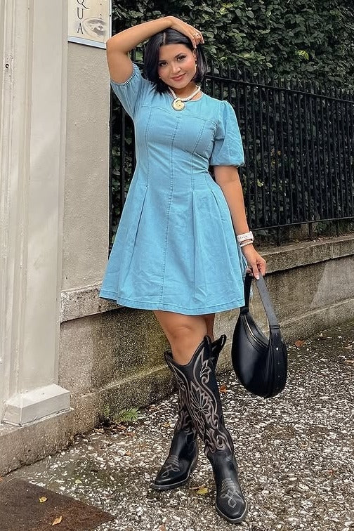 Denim Washed Denim Mini Dress