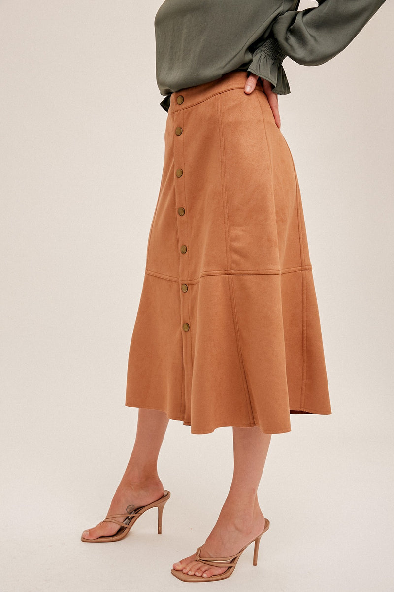 Cilia Suede Midi Skirt Konbu