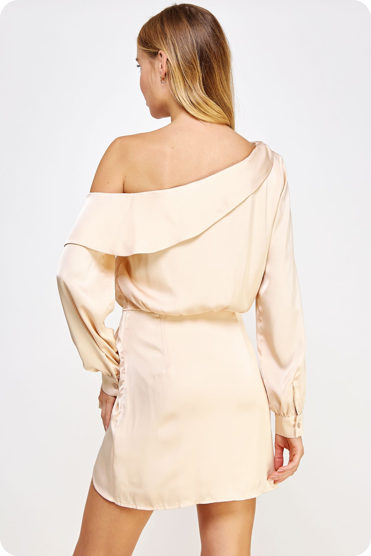 Champagne One Shoulder Draped Satin Mini Dress Small - Pinkblush - Casual Chic Boutique Champagne One Shoulder Draped Satin Mini Dress Small - Pinkblush - Casual Chic Boutique