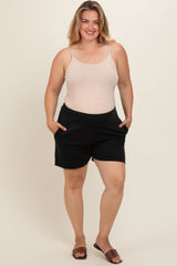 Black Raw Edge Maternity Plus Sweat Shorts