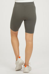 Charcoal Rib Knit Maternity Biker Shorts