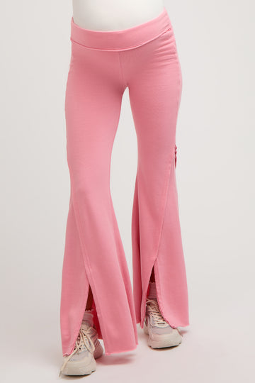 Pink Terry Flare Maternity Lounge Pants