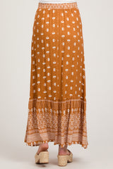 Rust Floral Button Front Maternity Maxi Skirt