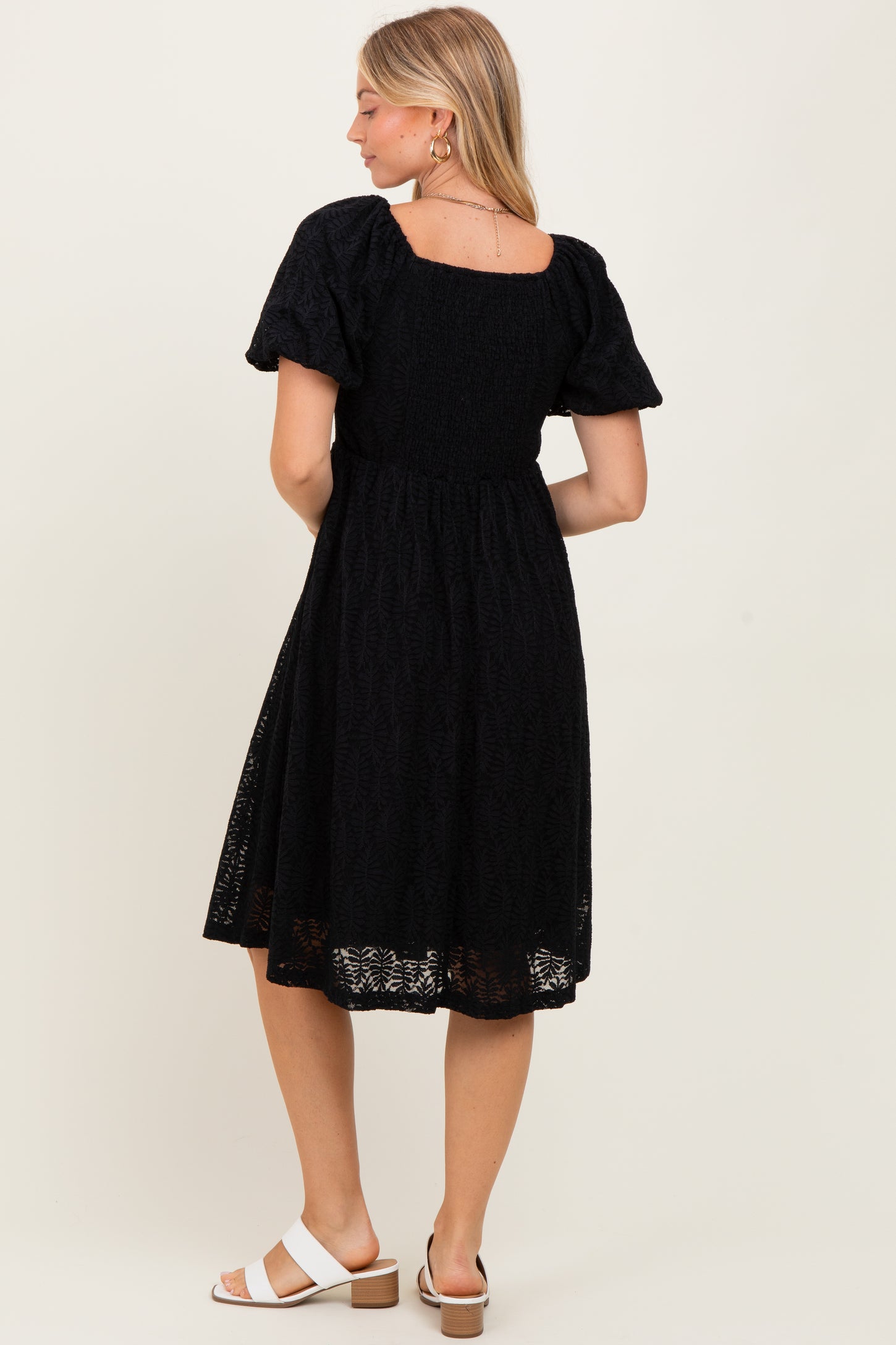 Black Lace Square Neck Dress
