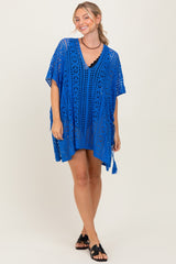 Royal Blue Crochet Knit Swim Cover Up