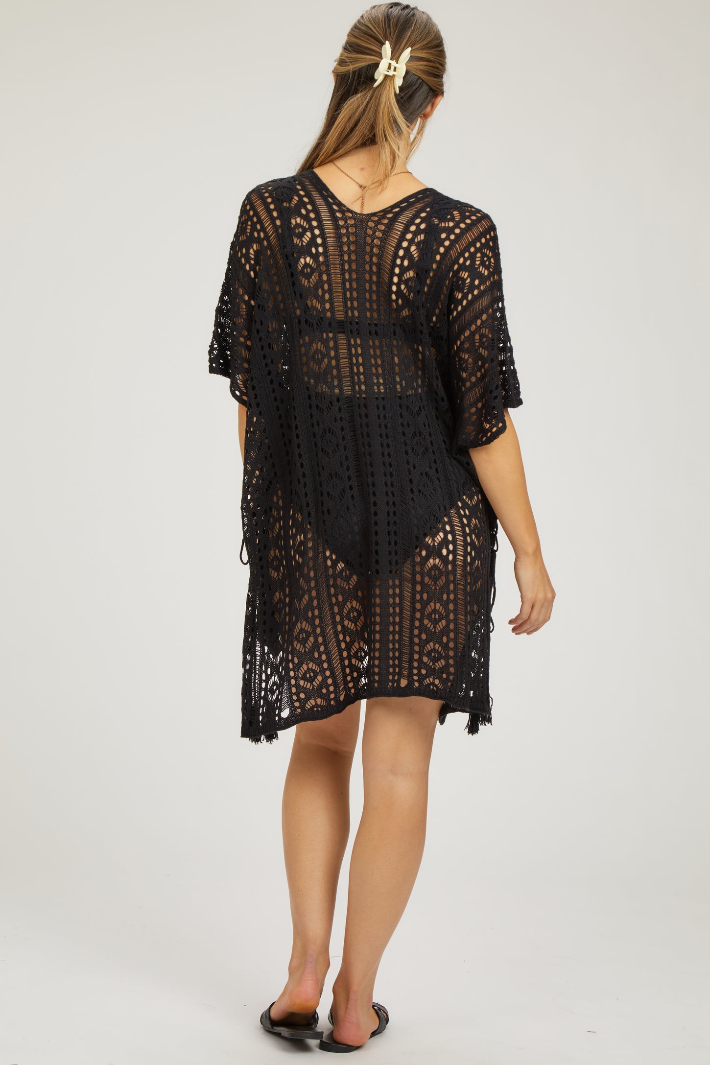 Black Crochet Knit Maternity Swim Cover Up PinkBlush Black Crochet Knit Maternity Swim Cover Up PinkBlush