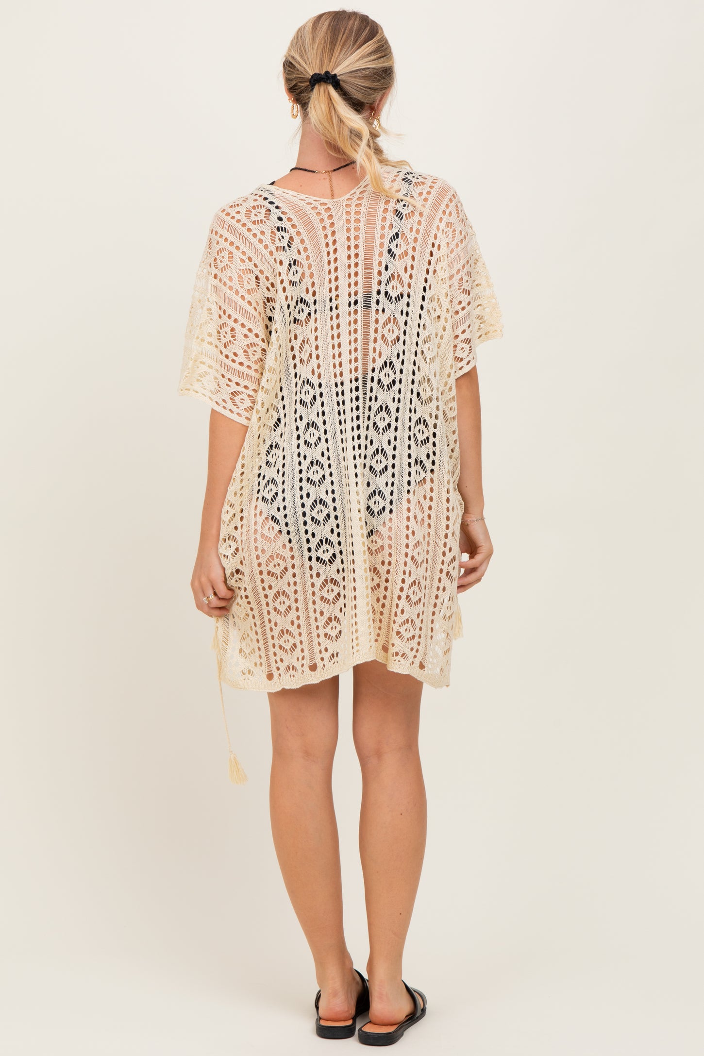 Cream Crochet Knit Swim Cover Up