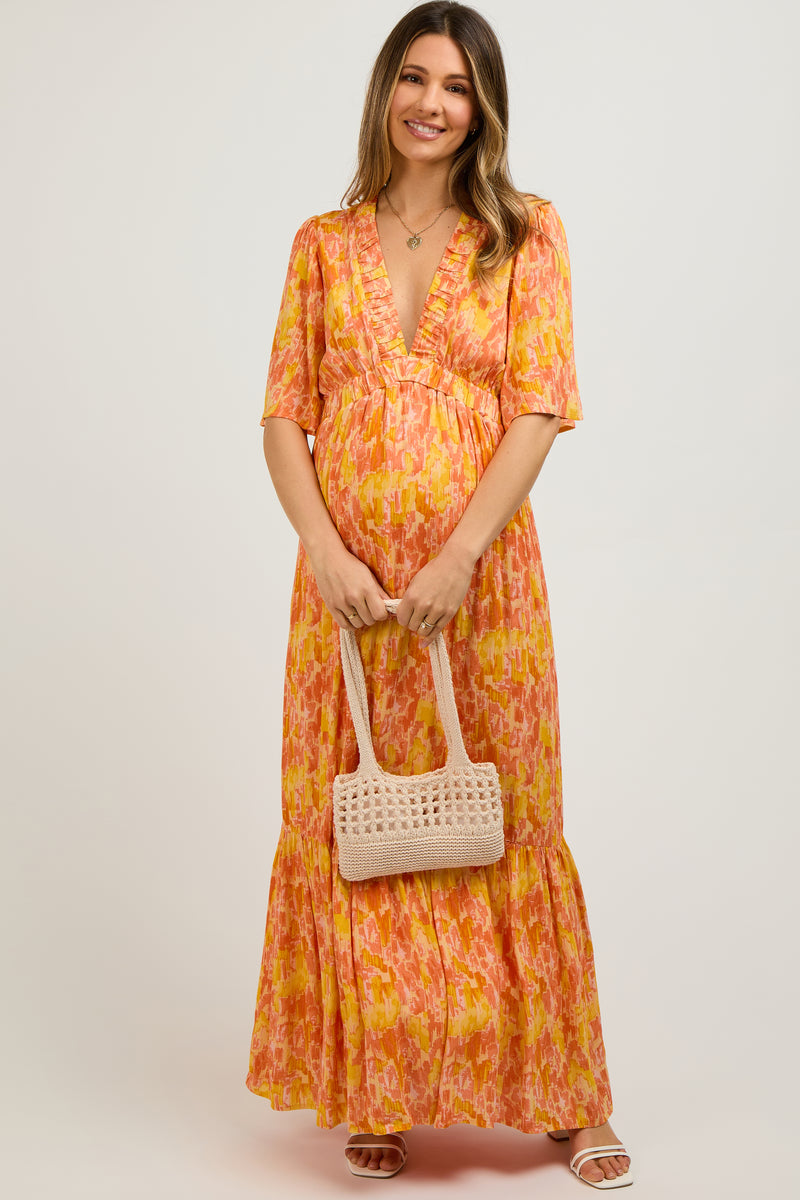 maxi burnt orange maternity dress Burnt Orange Maternity Dress, Leg Slit Maternity Dress, Fall Maternity Gown  for Photo Sessions, Baby Shower Dress, Rust Baby Shower Gown,