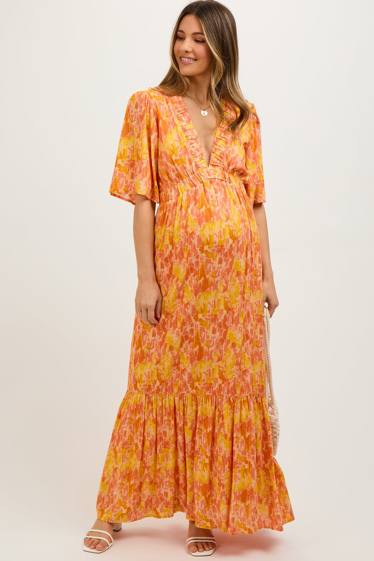 maxi burnt orange maternity dress Rust Maternity Dress