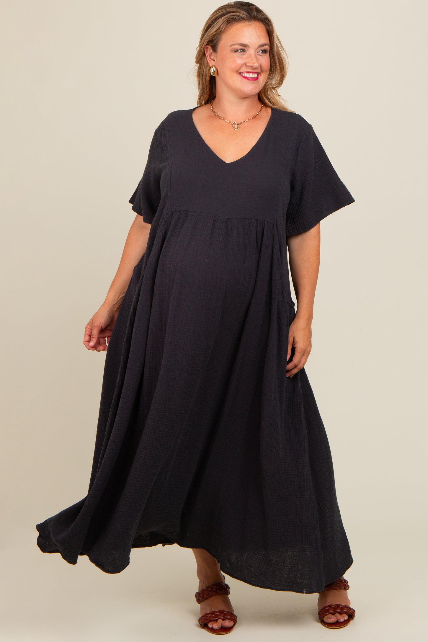 short sleeve gauze midi dress Rylee Gauze Midi Dress