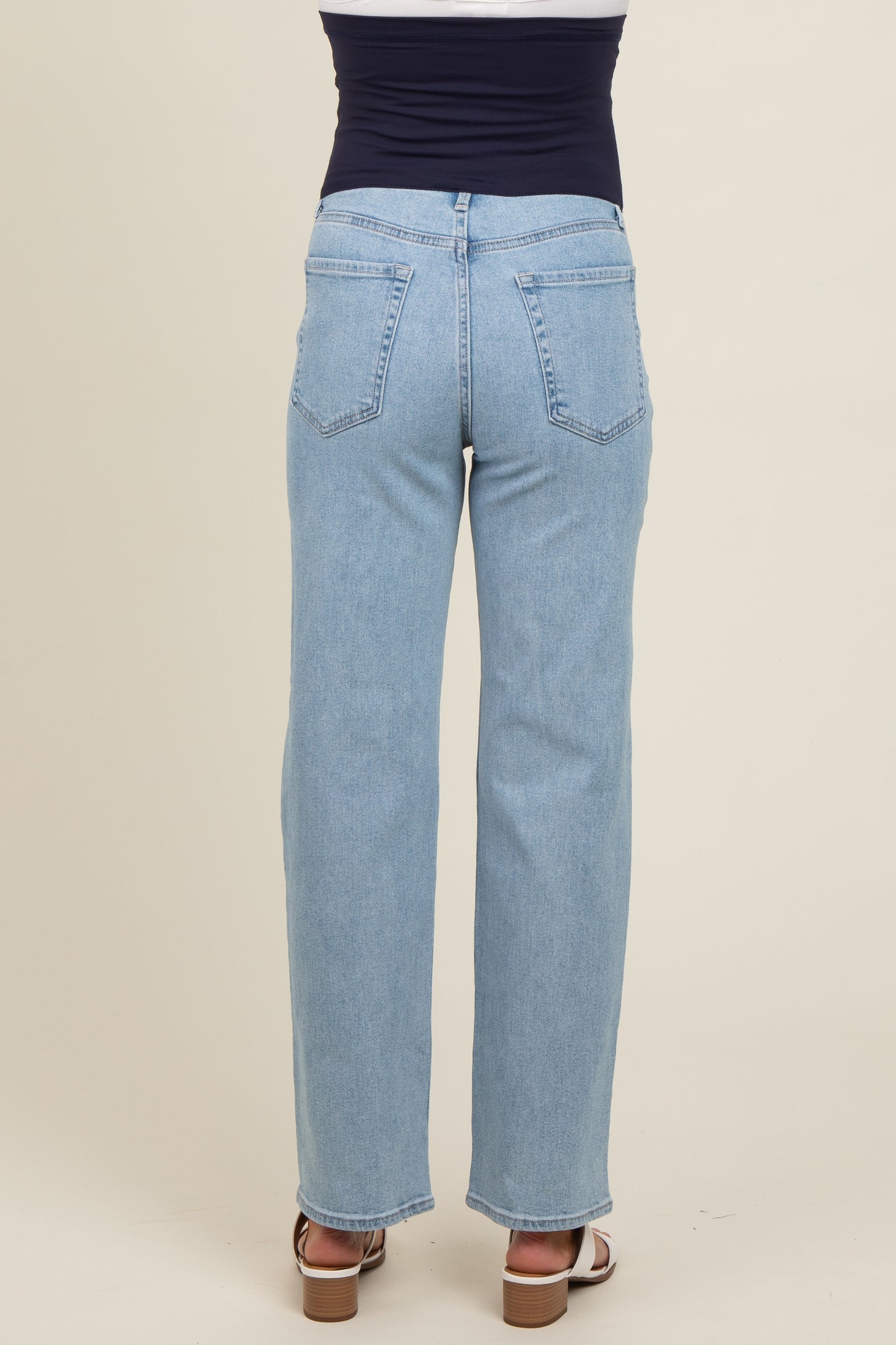 Light Blue Relaxed Straight Leg Maternity Jeans