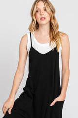 Black Knit Front Pocket Overall