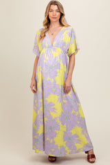 Lavender Floral Back Cutout Maternity Maxi Dress
