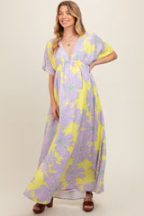 Lavender Floral Back Cutout Maternity Maxi Dress