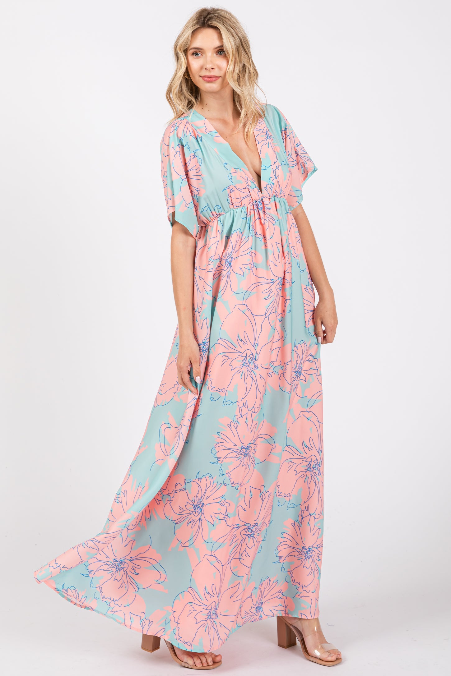 salmon pink maxi dress Stolen Stores CLASSIC CUT-OUT SHEER MAXI DRESS IN SALMON PINK